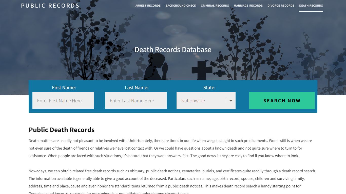 Public Death Records | Enter Name and Search. 14Days Free